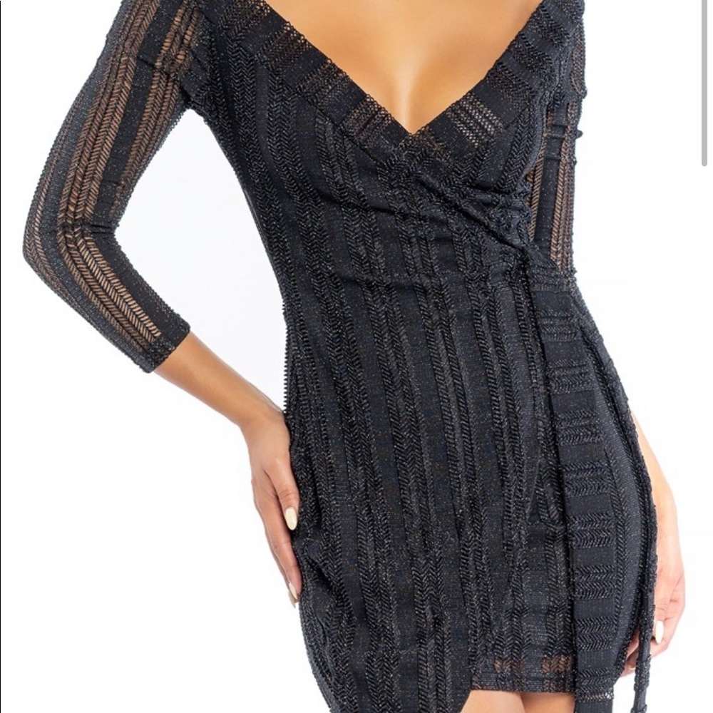 Opius Glitter Tie Mini Dress In Black